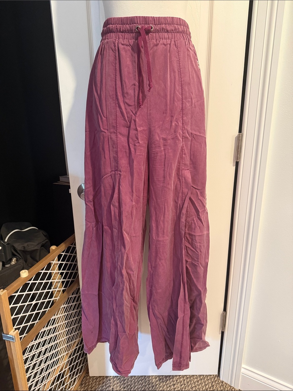 Free People Movement Wide-Leg Purple Drawstring Pants